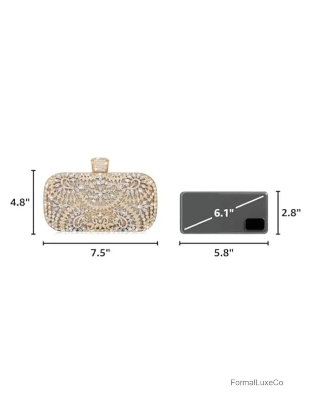 Rhinestone Decorated Evening Bag with Chain - Tote Shoulder Crossbody Handbag